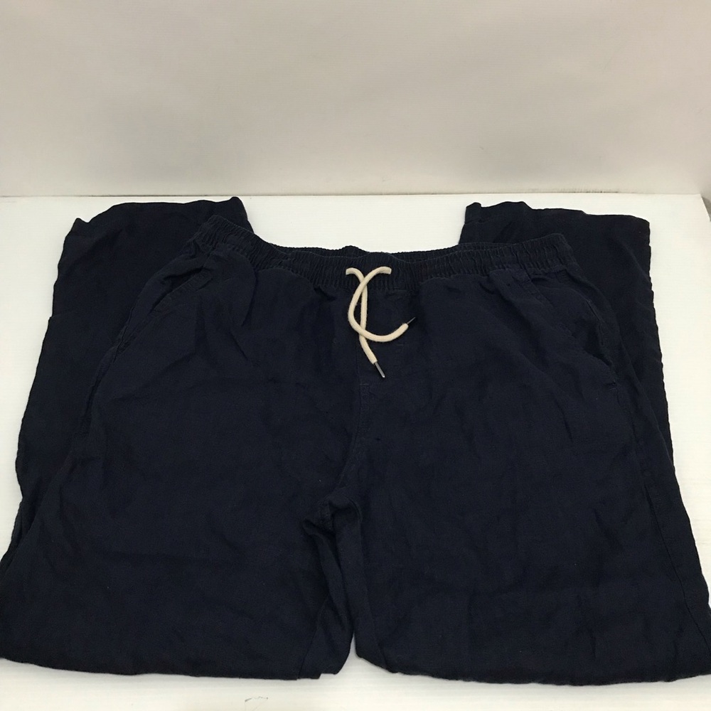 Quince Navy Linen Drawstring Pants Size L